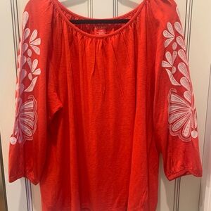 Talbots Red Embroidered Peasant Tunic